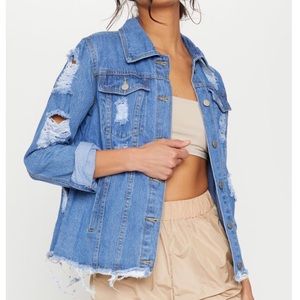 Pretty Little Thing Distressed Denim Jacket